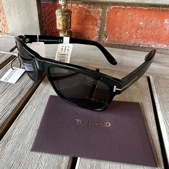 Tom ford August Polarized Sunglasses Black Silver Anniversary Edition Unisex NWT - Picture 7 of 16